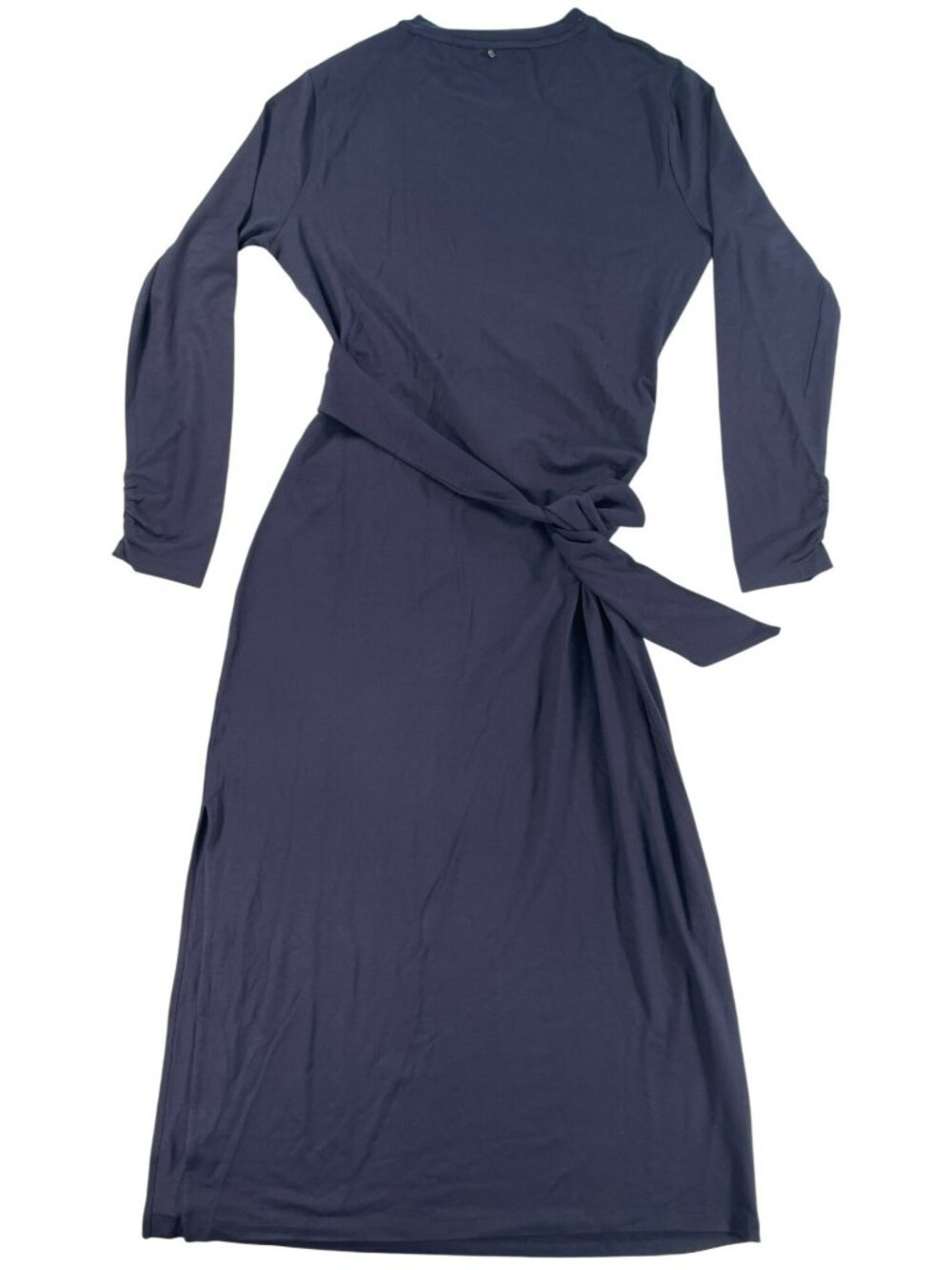 Hugo Boss Ecicla Long-Sleeve Midi Dress Waist Tie Navy Blue Sz S MSRP $400 NEW - Picture 2 of 10